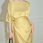 Jaqulene Wrap Satin Dress