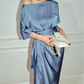 Jaqulene Wrap Satin Dress